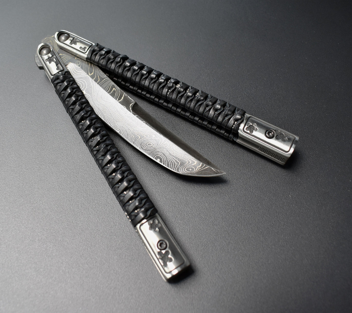 Kuma -Carbon Damascus - Sakura Tsukamaki - Leather