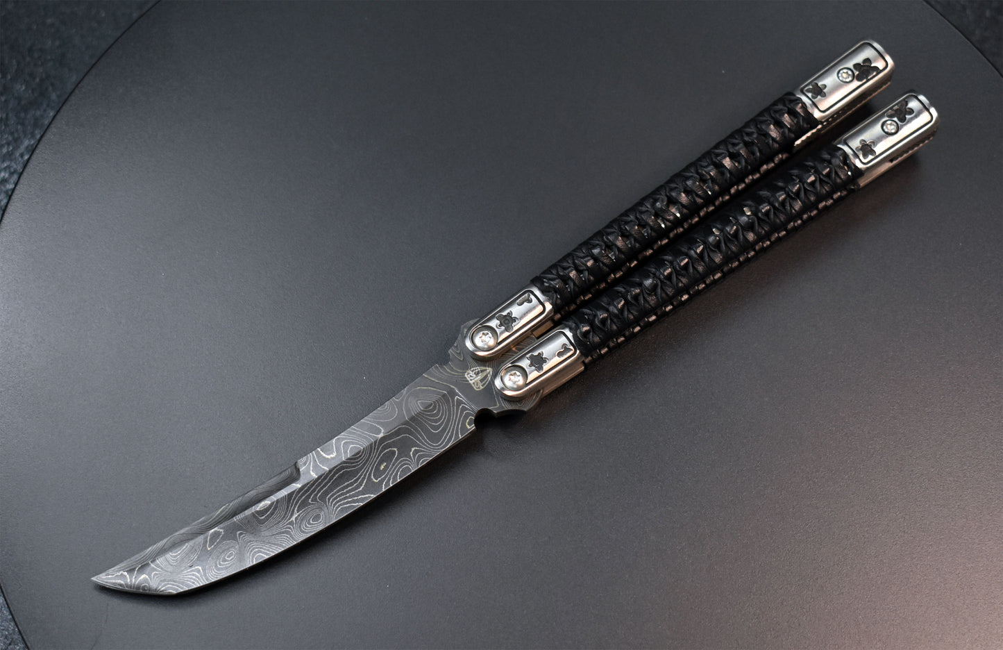 Kuma -Carbon Damascus - Sakura Tsukamaki - Leather