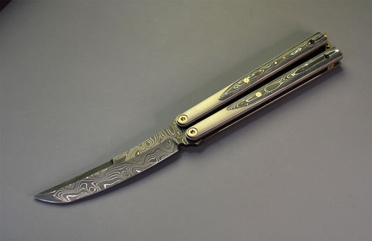 Kuma -Carbon Damascus - Custom CF - Elite EDC